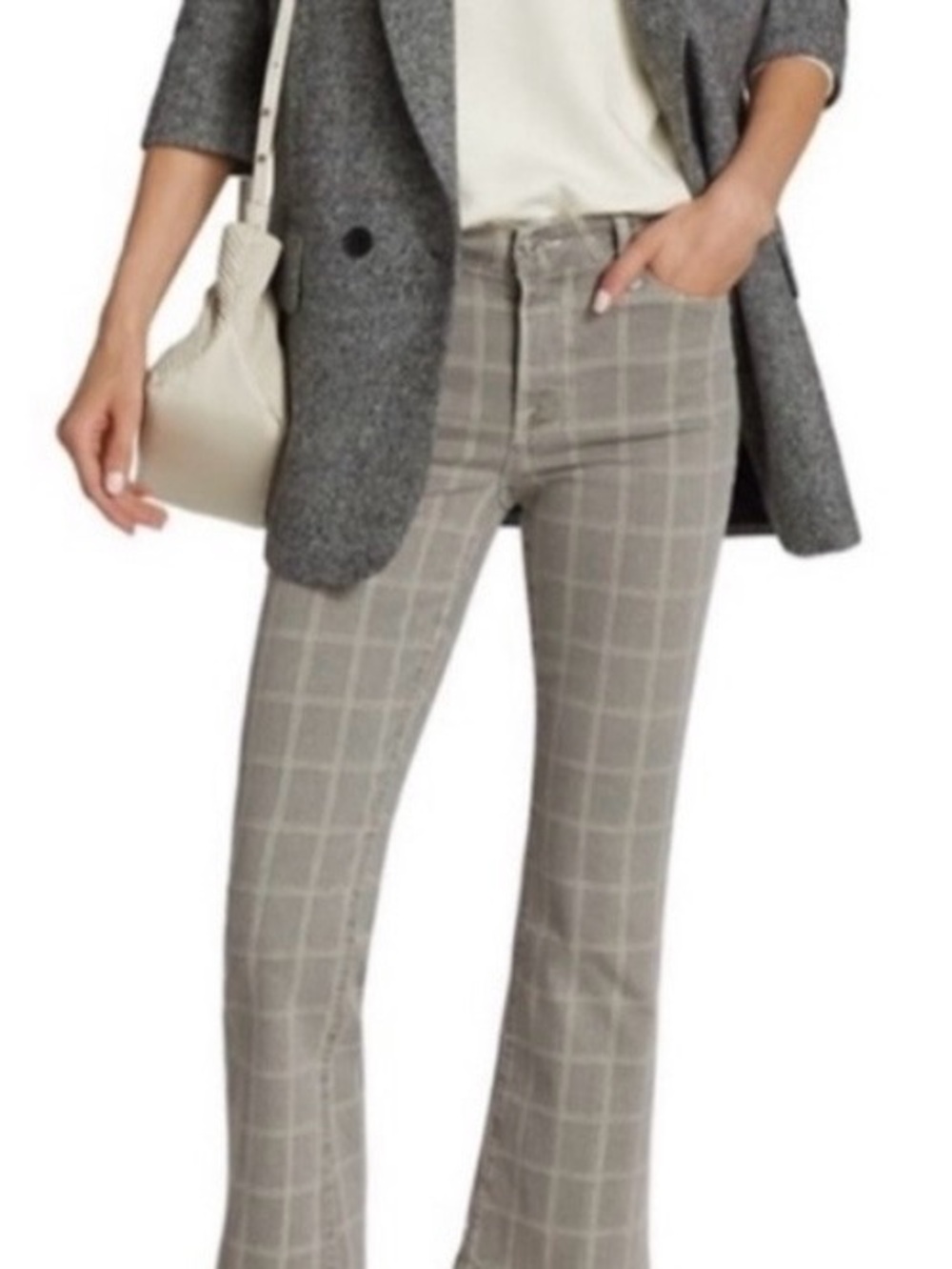 Frame Denim Taupe Windowpane Bootcut Pants